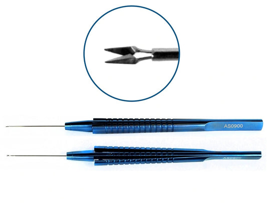 Intraocular Scissors sqze Handle w/ prot cap curved