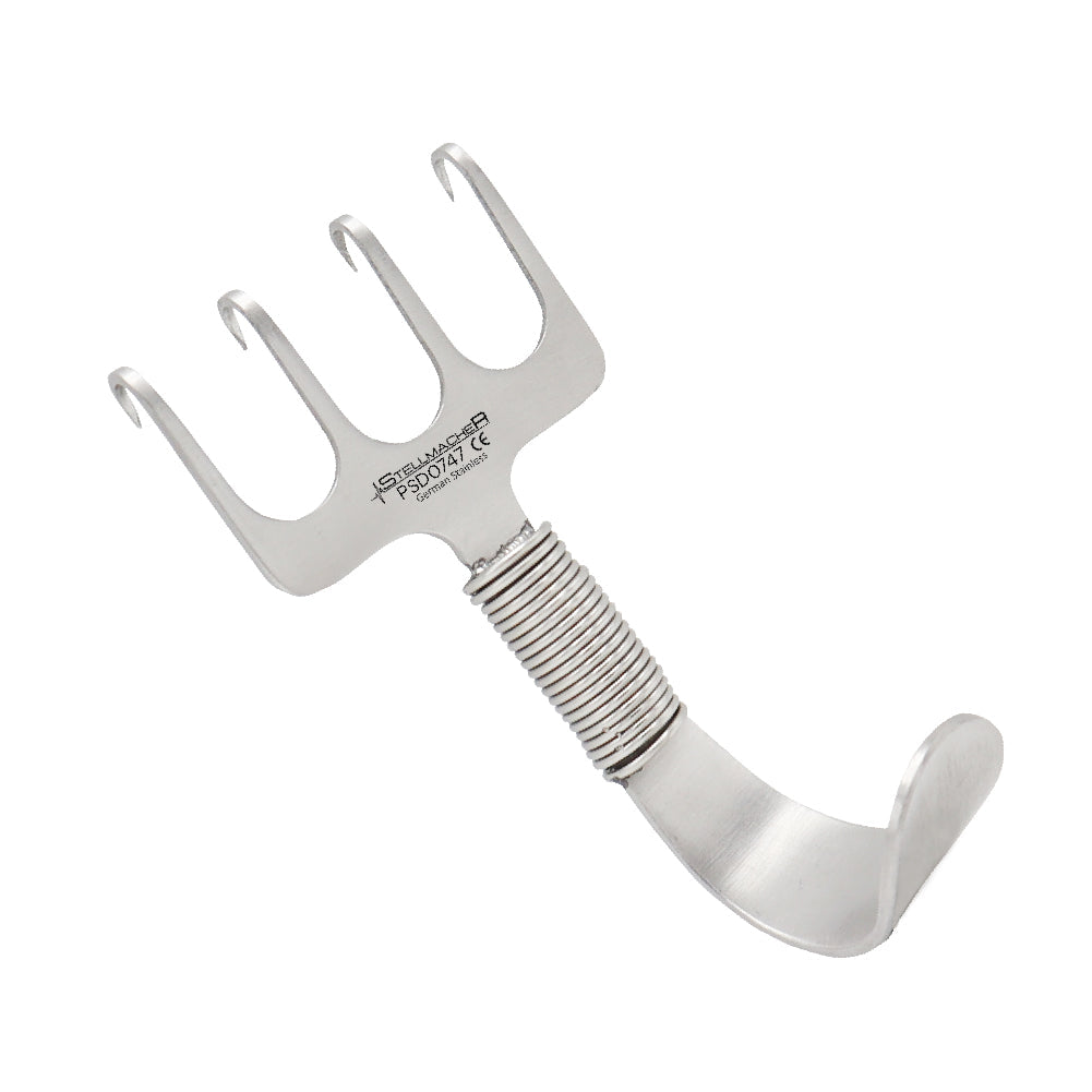 Gorney rake spring neck retractor 7.5 cm with 4 flexible prongs