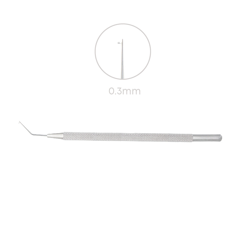 Fenzl lens manipulating hook, angled with T-shaped tip