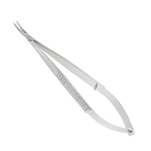Castroviejo-Micro needle holder 9cm curved smooth jaw with ratchet