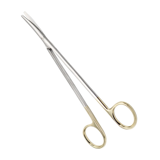 Lexer-Baby TC dissecting scissors curved 10cm with gold-ringed handles