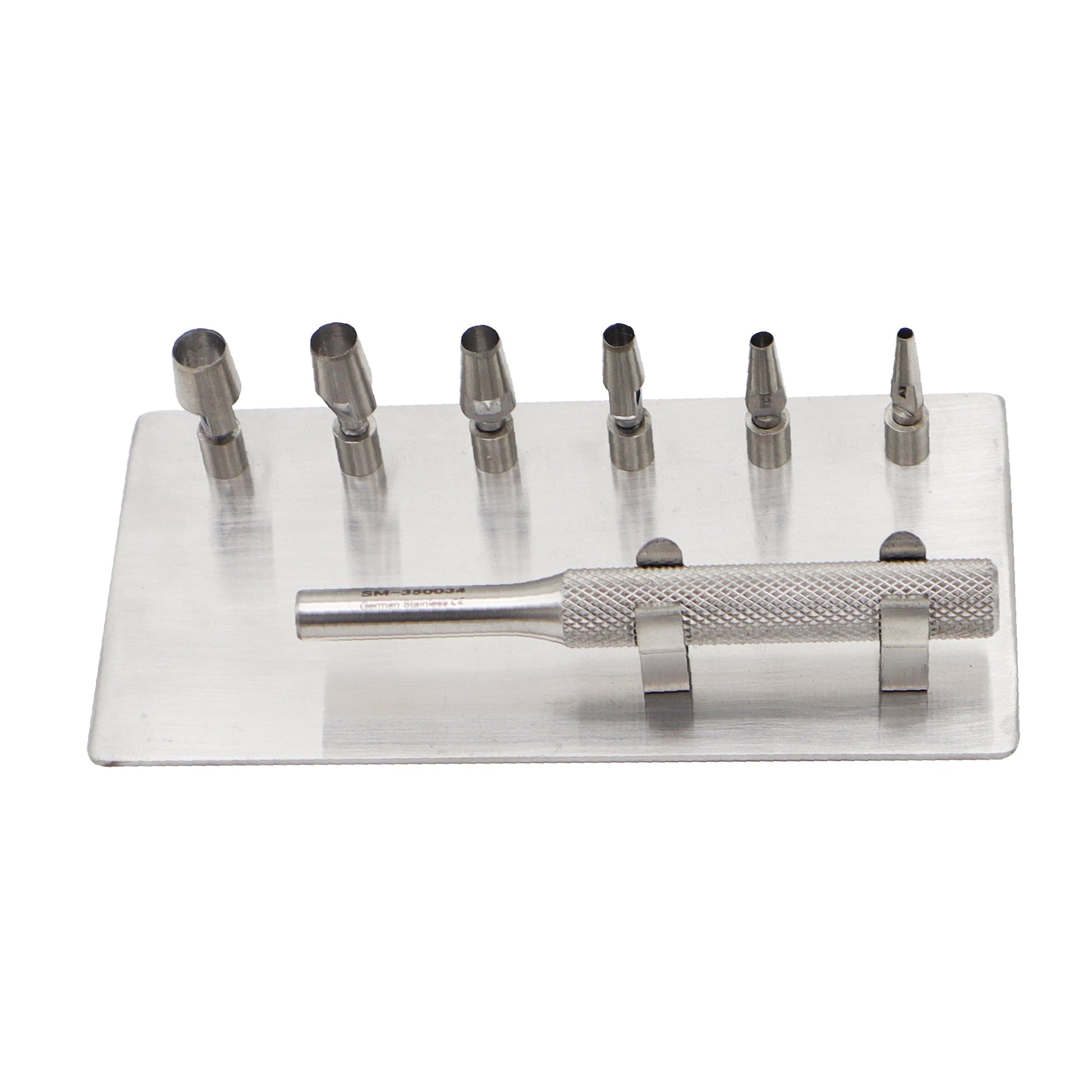 Keyes cutaneous punch set with handle and six interchangeable tips