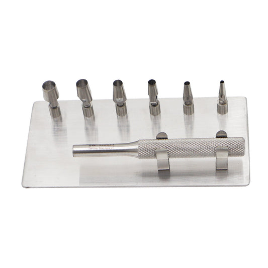 Keyes cutaneous punch set with handle and six interchangeable tips