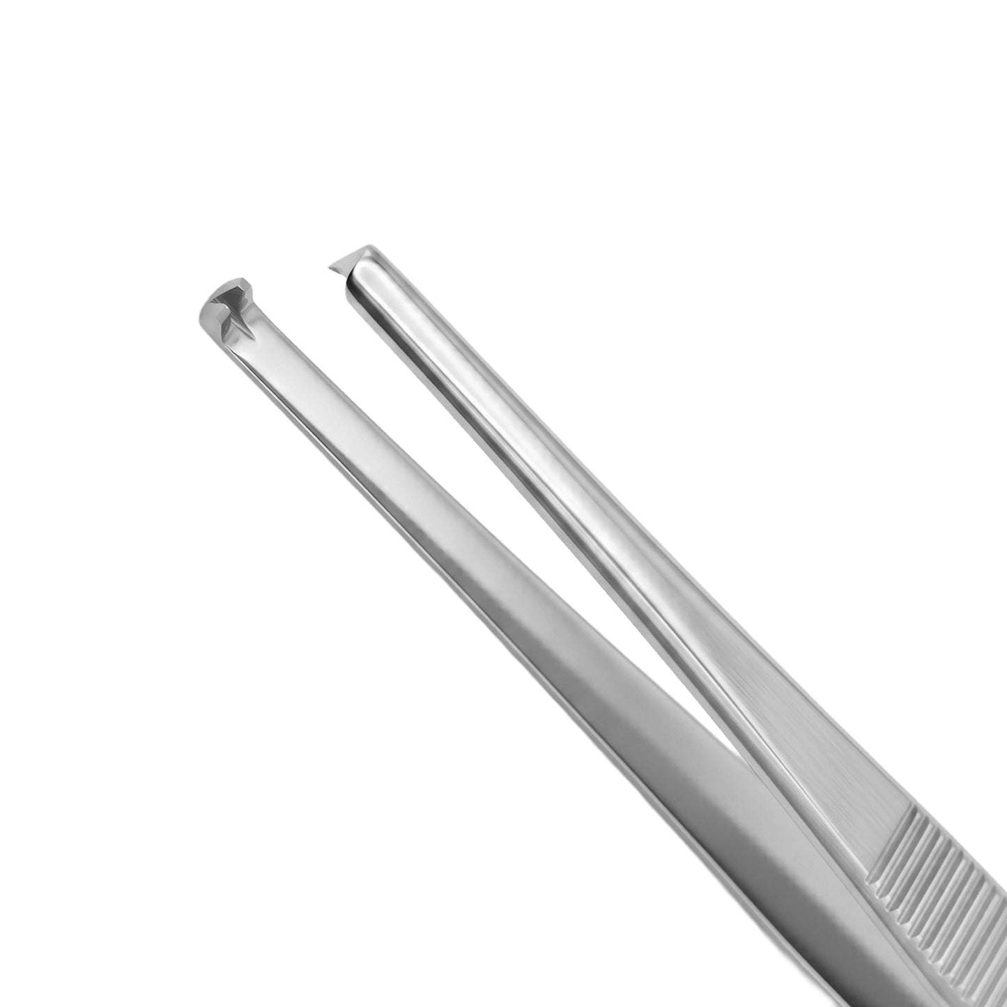 Microsurgery forceps with guide stop pin 1x2 teeth straight diamond jaw 18 cm