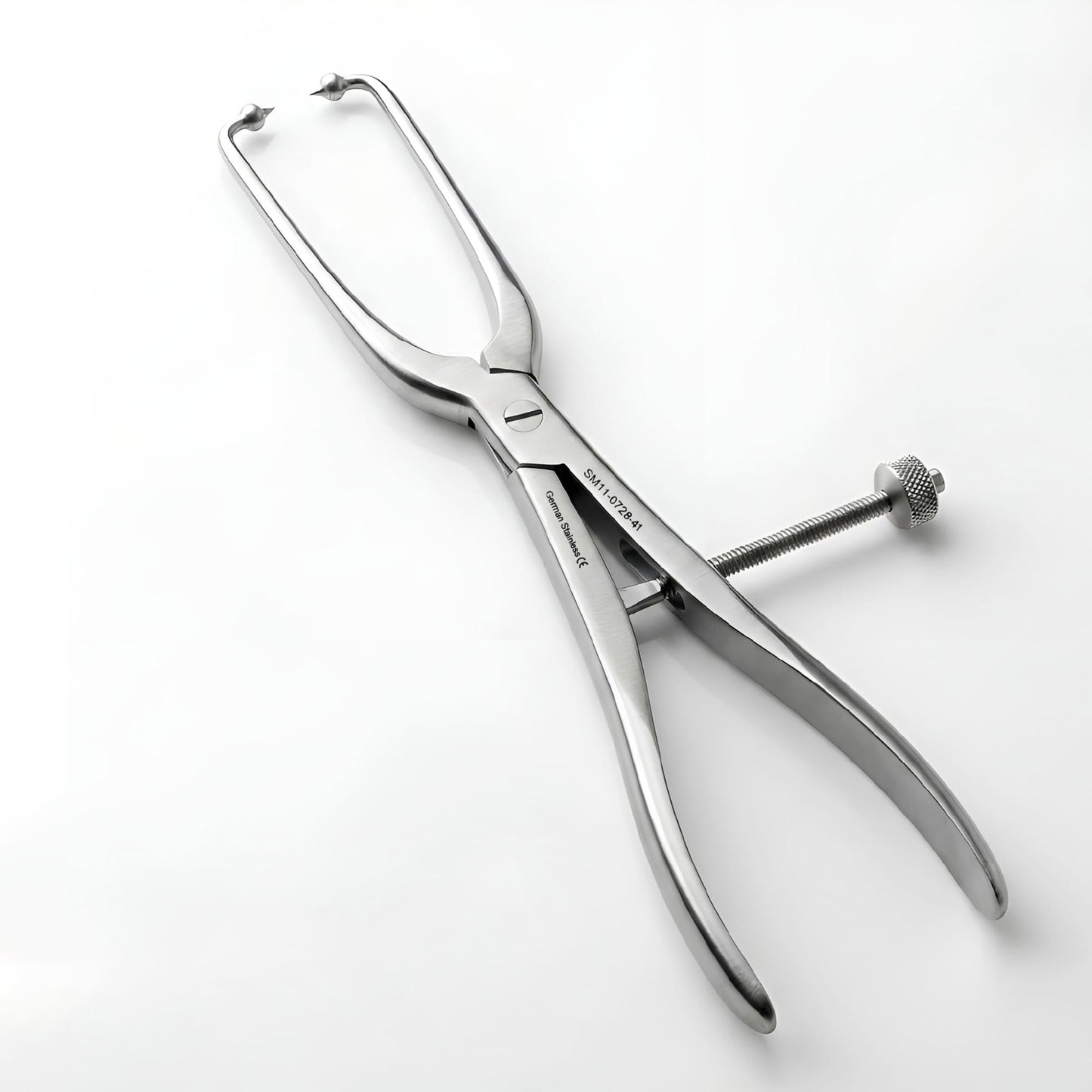 Reduction forceps with pointed tips and wide ratchet, 13mm