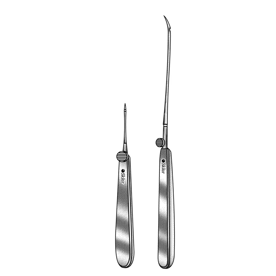 Reverdin ligature needle with eyed tip and flat handle