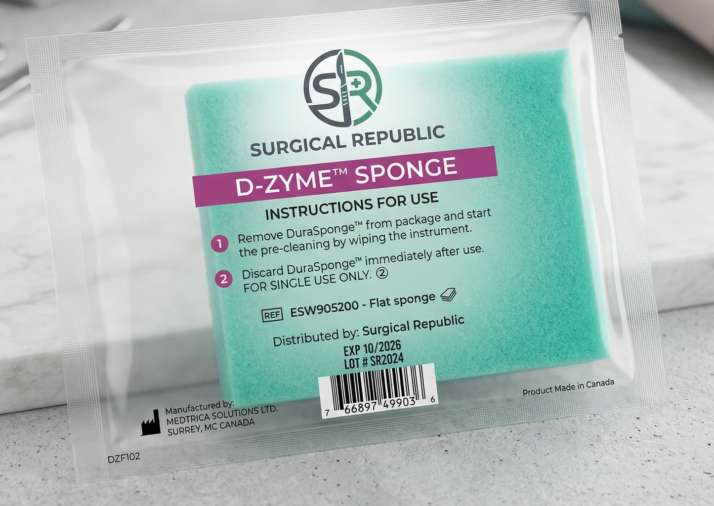 Pre-Soaked Enzymatic Tubular Cleaning Sponge