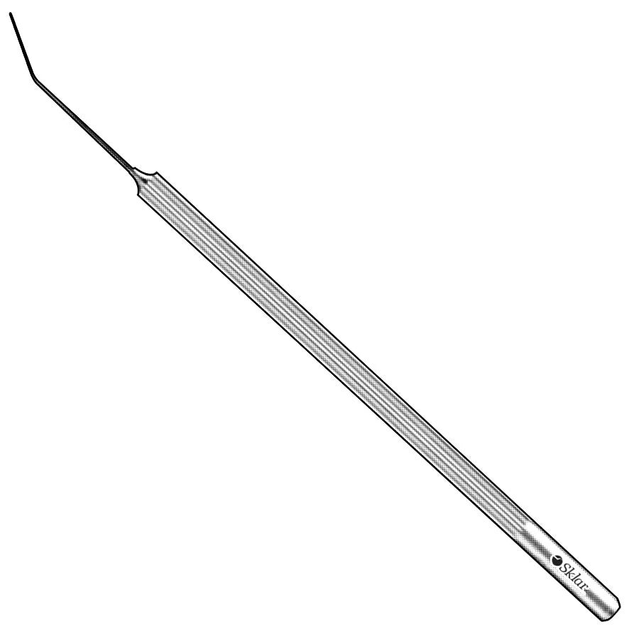 Titanium Gimbel nucleus spatula, 0.25mm smooth tip angled 30 degrees