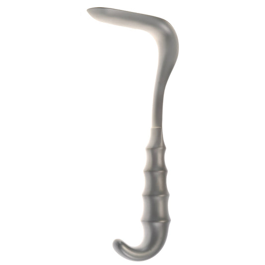 The Sims Vaginal Retractor has a grip handle measuring 1 1/2 x 3 1/2 inches.