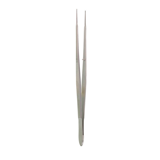 9 1/2 Gerald-DeBakey Tissue Forceps with 1mm tips and flat handle.